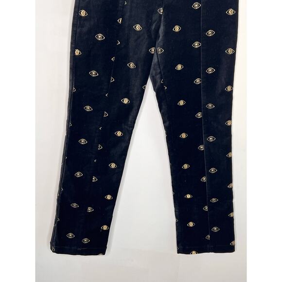 Misa Los Angeles Velvet Embroidered Evil Eye High Rise Pants Black Womens Size 0 - Picture 5 of 10